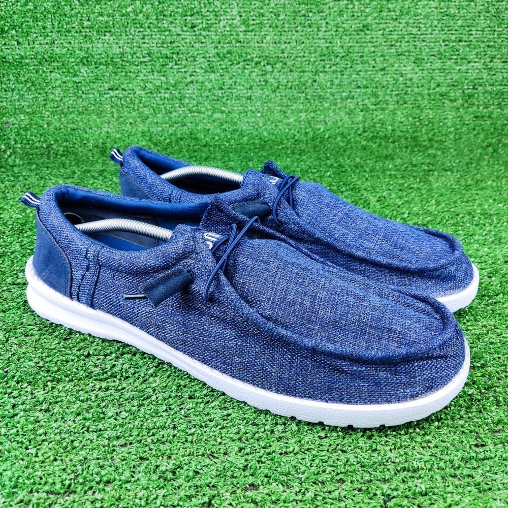 Nautica Loafers Mens 13 Blue Rushford Boat Shoes Textile Slip On Casual Comfort